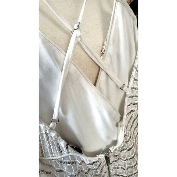 Lulus Bridal Yolanda White Sequin Sleeveless Maxi Dress Size S Sleeveless Formal - Picture 9 of 9